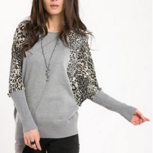 Fashion Women Leopard bat sweater b..