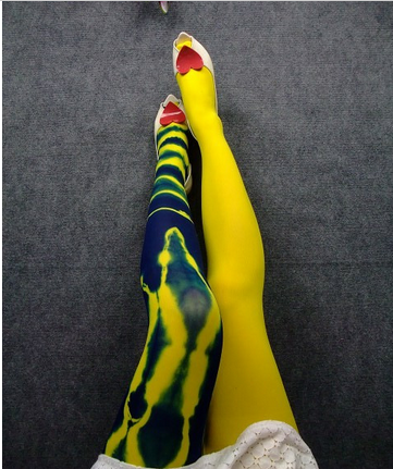 Asymmetric personalized candy colored tie-dyed tights