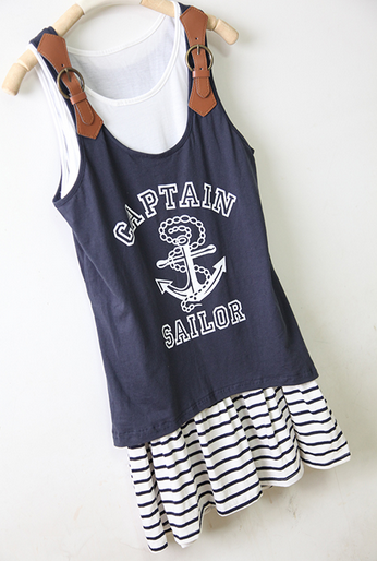 · Anchor pattern two sets of cotton harness dress