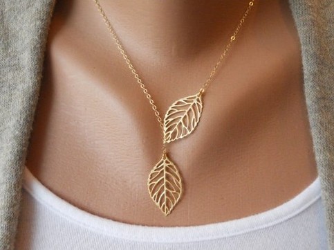 Antique Golden Leaves Clavicle Chain Necklace