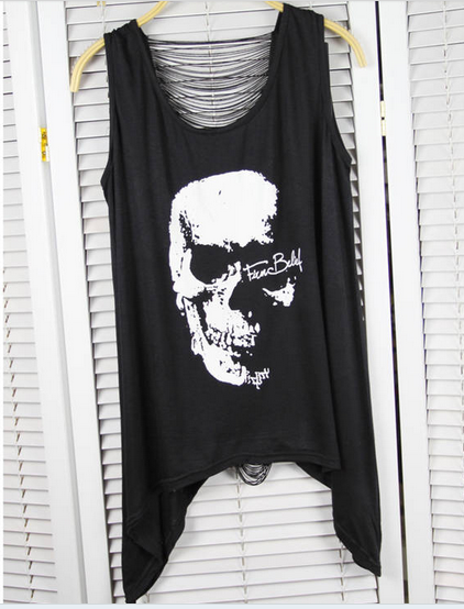 Leisure Skull Fringed Vest T-shirt on Luulla